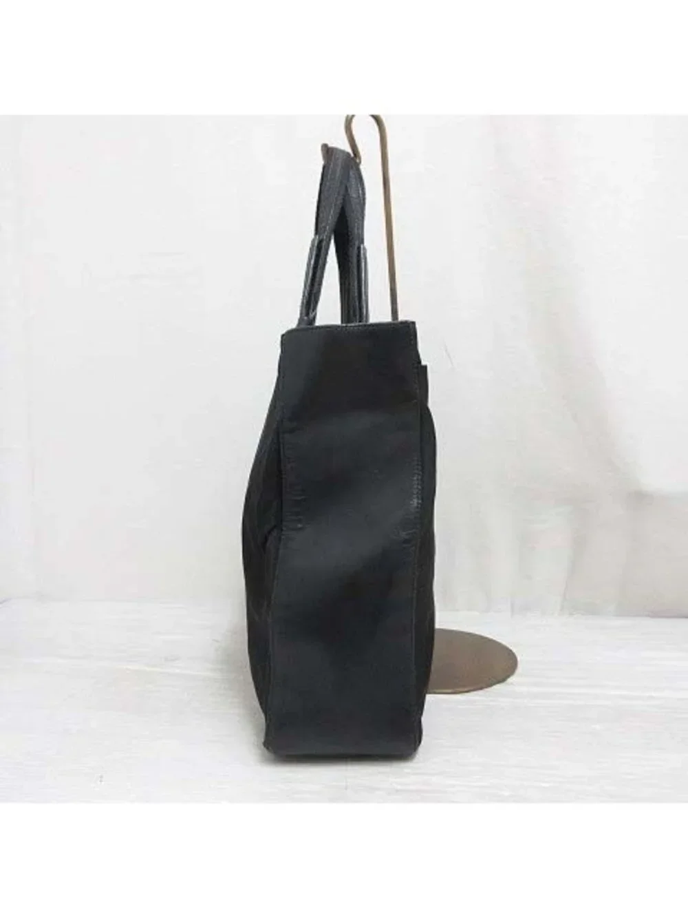 Prada Nylon Leather Tote Hand Black